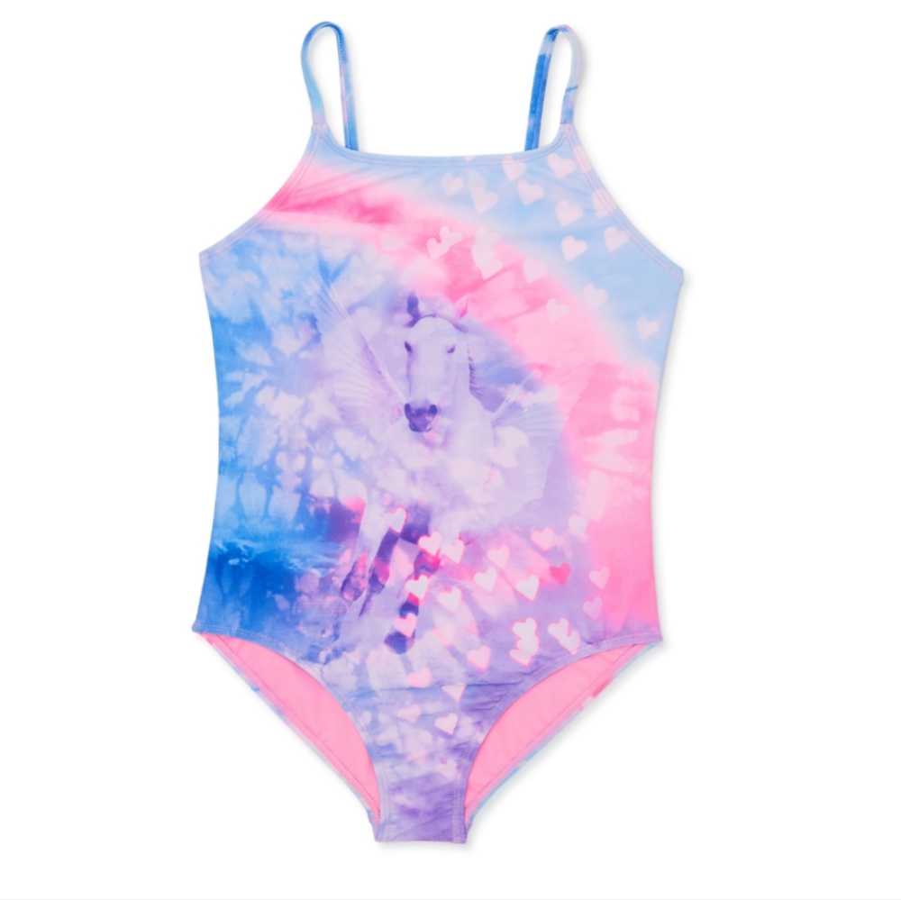 Girls Unicorn Swimsuit, 1-Piece, Size: 14-16P